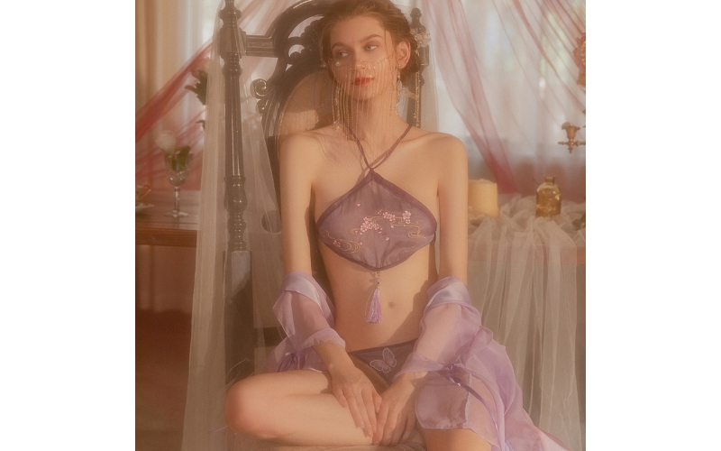 Women's 4pcs Sleepwear Satin Floral Lace Trim Cami Pajama Set with Robe